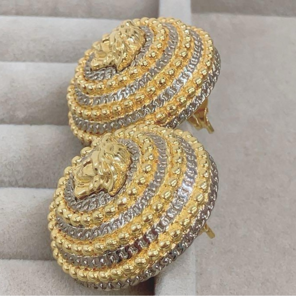 Versace Earrings gold Medusa button earrings silver and gold tone stud earrings - Picture 9 of 17
